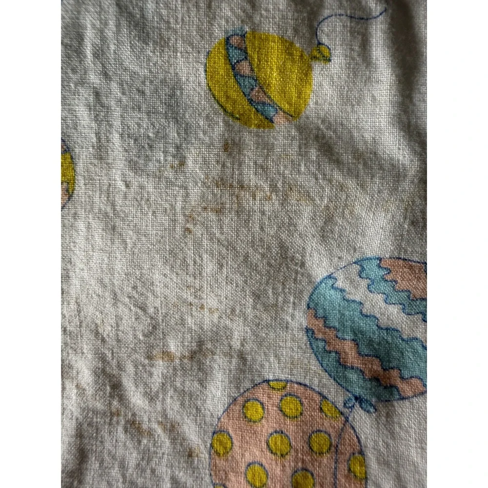 Vintage Nursery Crib Sheet Set 3‎ pc Pastel Animals Balloons Bears Bunnies White
